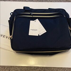 LOVEVOOK Diaper Bag & Changing Pad Navy Blue Bag Gold zippers NWT